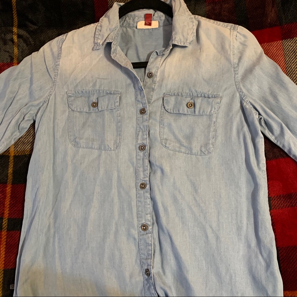 Denim button-up top